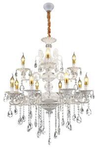 Candelabru Cristal Gearen, 12 x E27, Alb/Argintiu