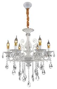 Candelabru Cristal Giren, 6 x E27, Alb/Argintiu