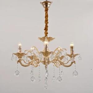 Candelabru Cristal Giran, 5 x E14, Auriu