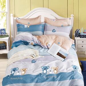 Lenjerie de pat multicoloră cu ursuleț pentru copii 3 părți: 1buc 160 cmx200 + 2buc 70 cmx80