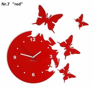 Ceas de perete modern cu fluturi Roșu