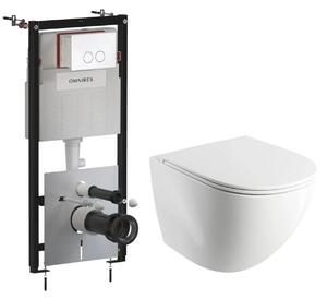 Set complet vas WC suspendat OMNIRES, Ottawa Comfort, OTTAWACMWBP, cu rezervor si clapeta