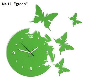 Ceas de perete modern cu fluturi Verde închis