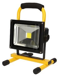 Proiector LED portabil, reincarcabil 1x 20W LED COB Epistar; IP44, Autornomie: 4,5h; 2200mAh, incarcator auto 12-24VDC, incarcator priza 220V AC