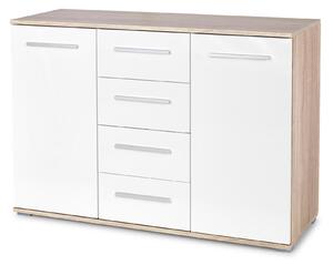 Comoda cu 4 sertare Lima KM4, alb/sonoma, 82x40x116 cm