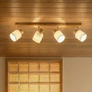 Lindby Spot de plafon Wanessa, 67cm, 4 becuri, lemn, alb, E14, reglabil, Lemn, Camera de zi / sufragerie, Lemn, Modern