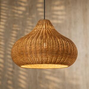 Lucande lampă suspendată de exterior Taniola, 1 bec, bej, rattan, IP44, reglabil, Lemn, Lemn, Casă de țară / Rustic