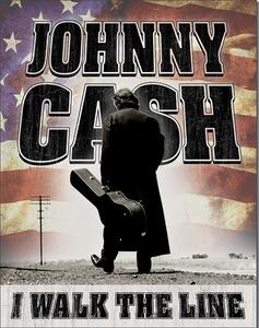 Placă metalică Johnny Cash - Walk the Line, (32 x 41 cm)