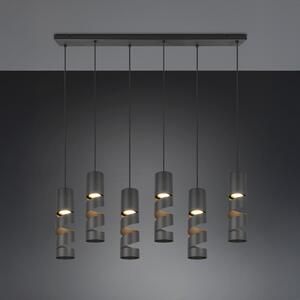 Trio Lighting Lampă suspendată Stream, negru Lungime 100 cm 6 becuri metalice GU10, reglabil, Negru, Camera de zi / sufragerie, Metal, Modern