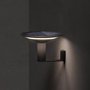 KLEWE Aplică de perete cu lumină solară KLEWE, antracit, Ø 21 cm aluminiu IP65, Negru, Aluminiu, Modern, Lumini solare