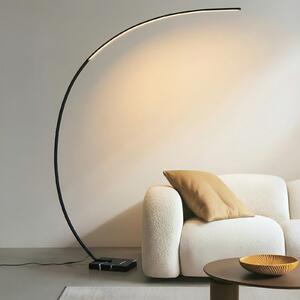 Lindby LED lampă de podea arcuită Kendra, negru, aluminiu, înălțime 180cm, reglabil, Negru, Camera de zi / sufragerie, Metal, Modern
