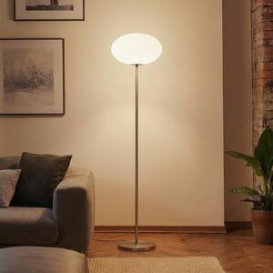 Lindby lampadar Sonika, 175 cm, culoare nichel, sticlă, E27, Metalic, Camera de zi / sufragerie, Metal