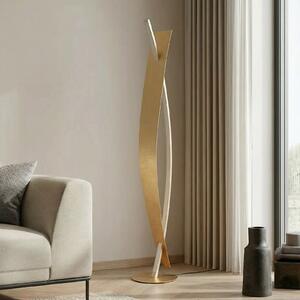 Lucande Lampadar LED Marija, auriu, dimabil, 140 cm, reglabil, Auriu / Alamă, Camera de zi / sufragerie, Metal, Modern