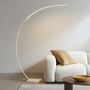 Lindby LED lampă de podea arcuită Kendra, alb, aluminiu, înălțime 180cm, reglabil, Alb, Camera de zi / sufragerie, Metal, Modern