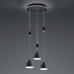 HELL Lampă suspendată LED Leni 3 becuri, rotundă, negru, reglabil, Negru, Camera de zi / sufragerie, Metal, Modern
