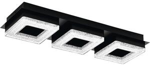 Plafonieră/aplică interior cu LED integrat Fradelo 3x4W 1200 lumeni, negru cu cristale