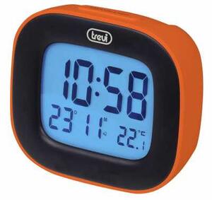 Ceas desteptator cu LCD SLD 3875, termometru, portocaliu, Trevi