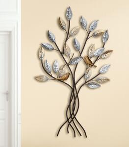 Decoratiune de perete tree birds, metal, multicolor, 50x76 cm