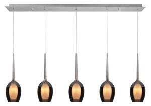 HighLight Lampă suspendată Belle, gri fumuriu/nichel, lungime 110 cm 5 becuri din sticlă, reglabil, Gri, Camera de zi / sufragerie, Sticlă, Modern