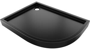 Mexen Flow+ cadă de duș semicirculară asimetrică stânga 100 x 80 cm, negru mat - 46Q708010LH
