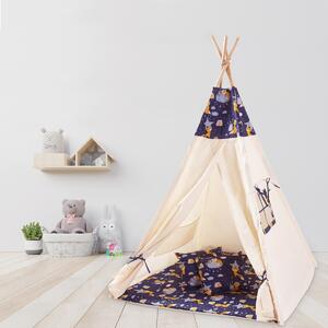 Cort copii stil indian Teepee Tent Kidizi Felix the Fox, include covoras gros si 2 perne, stabilizator cadou