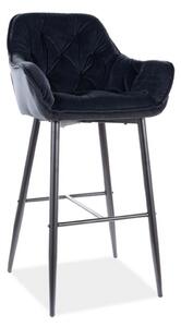 Scaun pentru bar CHERRY H-1, stofa catifelata, negru, 56x40x105 cm