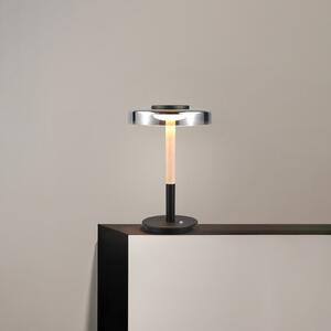 Trio Lighting LED lampă de masă Celeste crom/lemn 35 cm sticlă/metal Touchdim, reglabil, Negru, Camera de zi / sufragerie, Sticlă, Modern