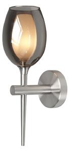 HighLight Aplică de perete Belle, gri fumuriu/nichel, înălțime 39 cm, sticlă, reglabil, Gri, Camera de zi / sufragerie, Sticlă, Modern, Lanterne de perete