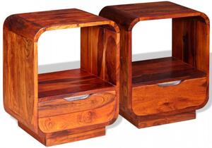 Noptiera cu sertar 2 buc, lemn masiv de sheesham, 40 x 30 x 50 cm - V243953V