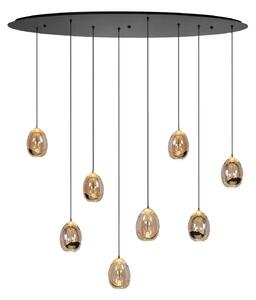 HighLight Lampă suspendată Golden Egg, chihlimbar / aur, lungime 100 cm, 8 becuri din, reglabil, Camera de zi / sufragerie, Metal, Modern