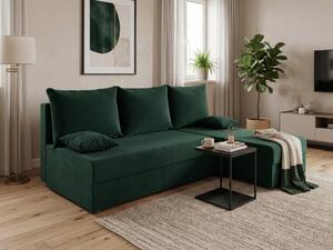 Coltar extensibil de colt VALERIO SLIM, verde inchis, reversibil, 200x140 cm + 2 perne GRATUIT