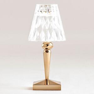 Kartell Lampa de masă cu baterie LED Battery, 26 cm, aurie, IP54, Auriu / Alamă, dormitor, Plastic, Design