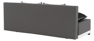KONDELA Canapea extensibilă, material textil negru/gri/perne gri cu model, ROKAR