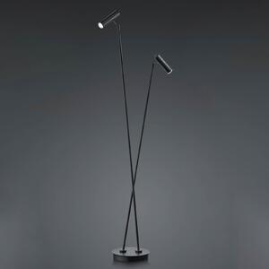 HELL Tom lampadar LED, 2 surse, negru, reglabil, Negru, Camera de zi / sufragerie, Metal, Modern