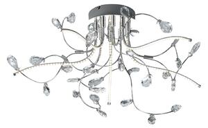 HELL Plafonieră Crystal, crom, 54 cm, Metalic, Camera de zi / sufragerie, Metal, Modern, Plafon rotund direct