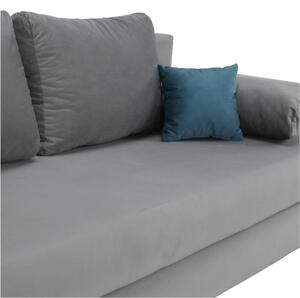 KONDELA Canapea extensibilă, textil gri/turcoaz, CLIV
