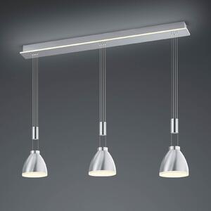 HELL Lampă suspendată LED Leni, 3 becuri, nichel mat, reglabil, Gri, Camera de zi / sufragerie, Metal, Modern