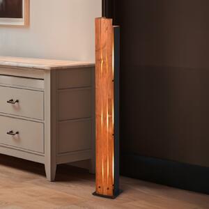Trio Lighting Karuni lampadar, lemn, metal, maro deschis, negru, Lemn, Camera de zi / sufragerie, Lemn