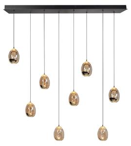 HighLight Lampă suspendată Golden Egg, chihlimbar / aur, lungime 115 cm, 8 becuri din, reglabil, Camera de zi / sufragerie, Metal, Modern