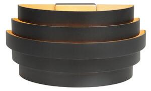 HighLight Aplică de perete Scudo, negru, lățime 25 cm, aluminiu, G9, reglabil, Negru, Camera de zi / sufragerie, Metal