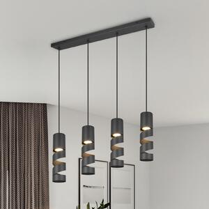 Trio Lighting Lampă suspendată Stream, negru Lungime 80 cm 4 becuri metalice GU10, reglabil, Negru, Camera de zi / sufragerie, Metal, Modern
