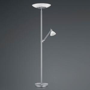 HELL Lampadar LED Findus, 2 becuri, nichel, reglabil, Gri, Camera de zi / sufragerie, Metal, Modern
