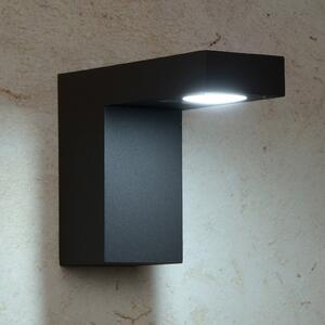 Lucide Aplică LED de exterior Texas, Negru, Metal, Modern, Soclu de perete jos