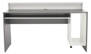 Birou, măsuţă gaming, masă PC, alb şi gri, 160 cm - TP317418