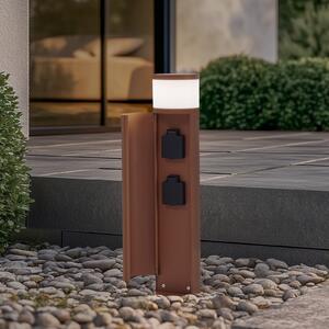 Lucande Lampă cu soclu Corban, rugină, ușă, prize, G9, IP44, reglabil, Maro / Rugină, Aluminiu, Modern