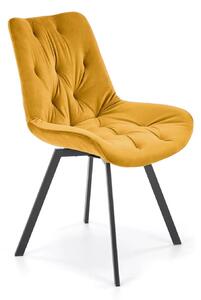 Scaun rotativ K519, galben/negru, stofa catifelata/metal, 54x63x86 cm