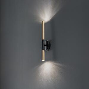 SIGMA Aplică de perete Sopel Lux, 2 becuri, negru/auriu, înălțime 38 cm, reglabil, Auriu / Alamă, Camera de zi / sufragerie, Metal, Modern