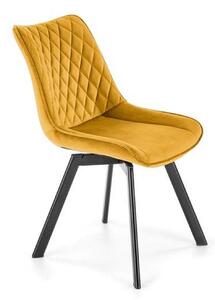 Scaun rotativ K520, galben mustar/negru, stofa catifelata/metal, 45x63