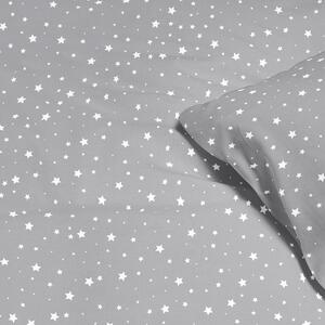 Goldea lenjerie de pat din 100% bumbac - model 513 - steluțe albe pe gri deschis 140 x 220 și 70 x 90 cm