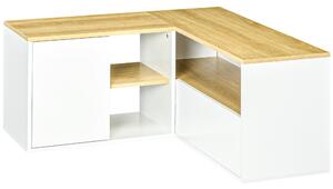 Dulap TV în formă de L pentru televizor de 40" cu 3 rafturi deschise și 2 dulapuri, din PAL, 90x90x45 cm, stejar și alb HOMCOM | Aosom RO